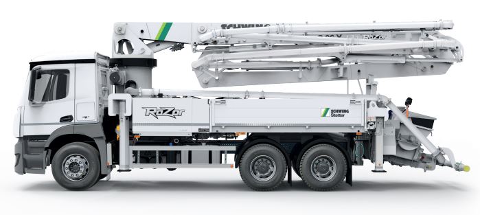 Nieuwe betonpomp Schwing type S36X RaZor 5-delig mast met nieuw Z-vouwsysteem